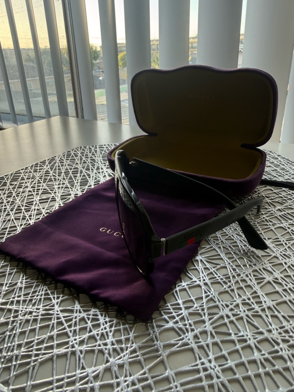 Gucci Black Aviator Sunglasses with Purple Case and Pouch. - Picture 10 of 13